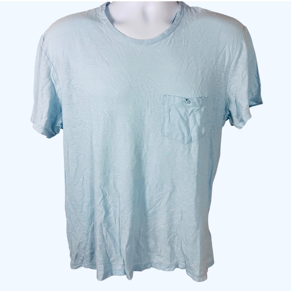 Standard James Perse Mens Light Blue Cotton Linen Pocket Tee Shirt MYH3005 Sz 2